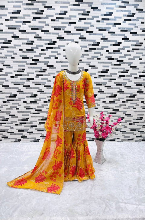New PREMIUM DESIGNER READYMADE TOP PLAZZO & DUPATTA