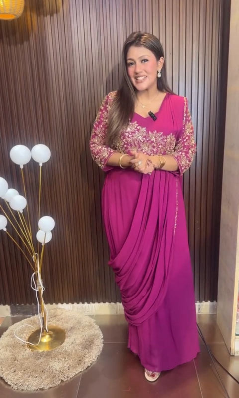 New Super Trending Embroidery cording work  gown saree