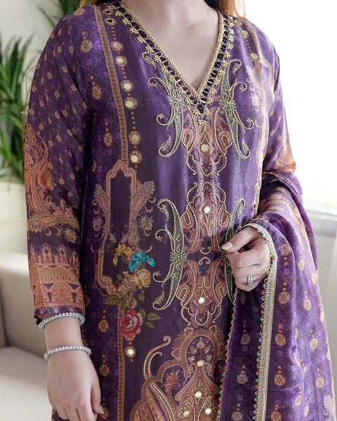 New launching Multicoloured  print with  work and Dupatta