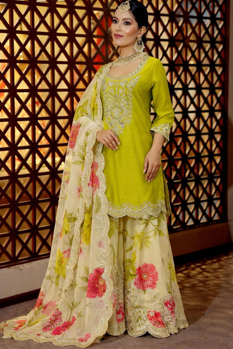 New Designer Party Top Pallazo & Dupatta Set
