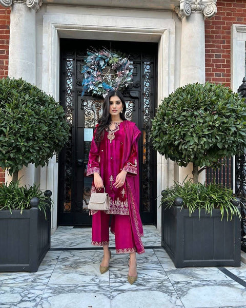 NEWLY LAUNCHED VELVET KURTI-PLAZZO SET