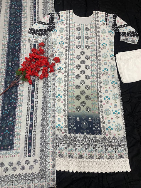 New Premium digital prints Georgette Dupttapair kurti Suit Set