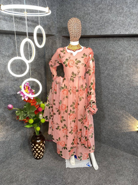 New Premium Printed Attractive Party Wear Georgette Gown