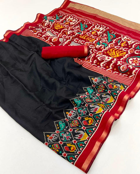 New latest design Soft  silk reach pallu patola  print  & High quality weaving all over saree