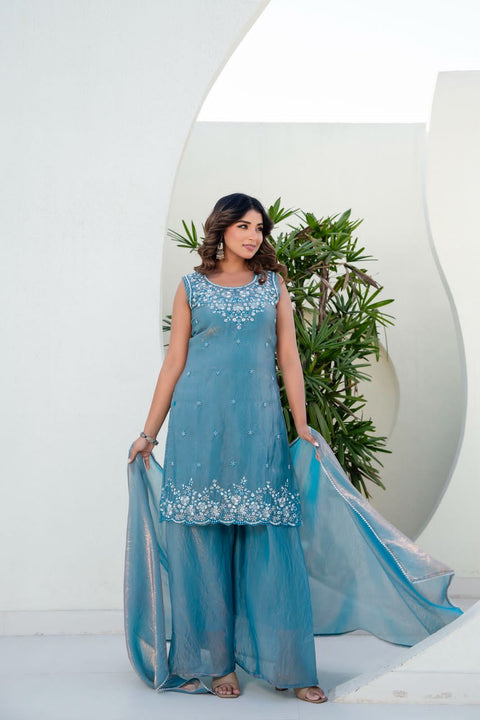 New Ready-Made Kurti , Plazzo And Dupatta
