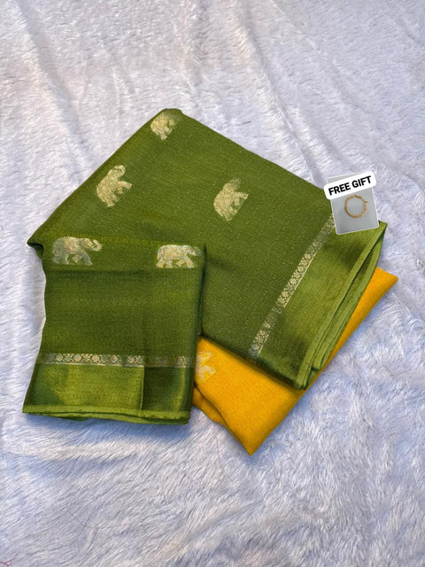 New arrivals Pure viscose soft Jute Khadi fabric saree