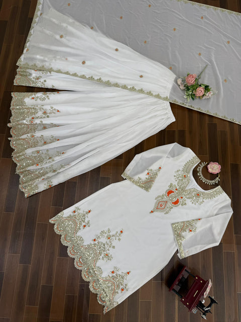 New Crafted in Classy Tones with Premium Fabric & Detailing Elegant Ethnic Wear Designer Sharara Set