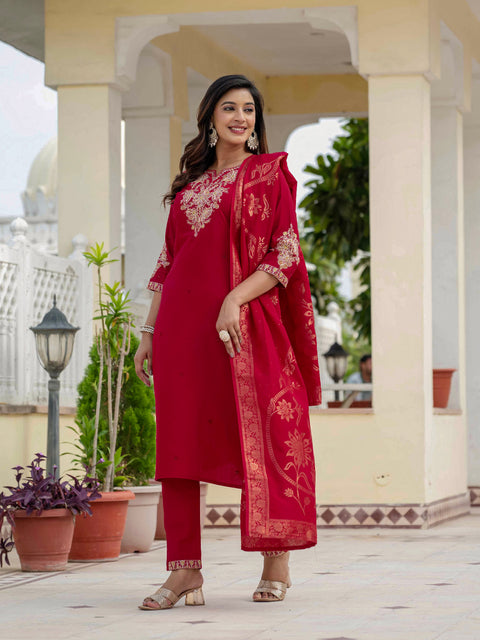 New Premium Roman SilkCoding Embroidery With Sequins Work Dress