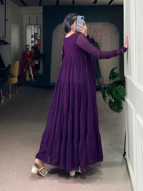 New premium marble fabric, with elegant foil workFlared Anarkali Dress