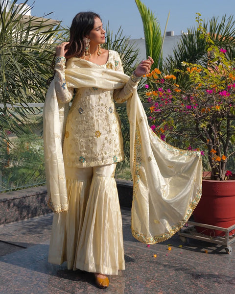 New Soft Chinon  Heavy Embroidery beads and sequence work Dress