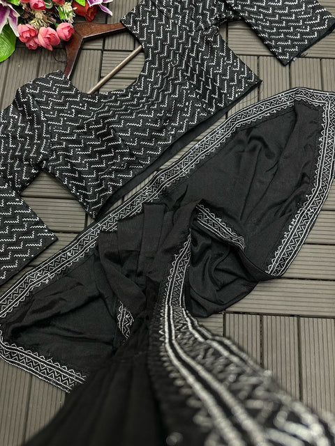 New Super Embroidery Sequence work ready to wear saree
