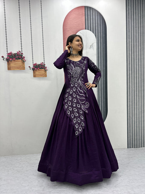 New Heavy Embrodery Sequence Work  Embroidered Gown