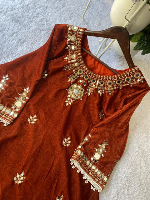 New EMBROIDERY AND REAL MIRROR WORK DESIGNER WEAR CO-ORD SET