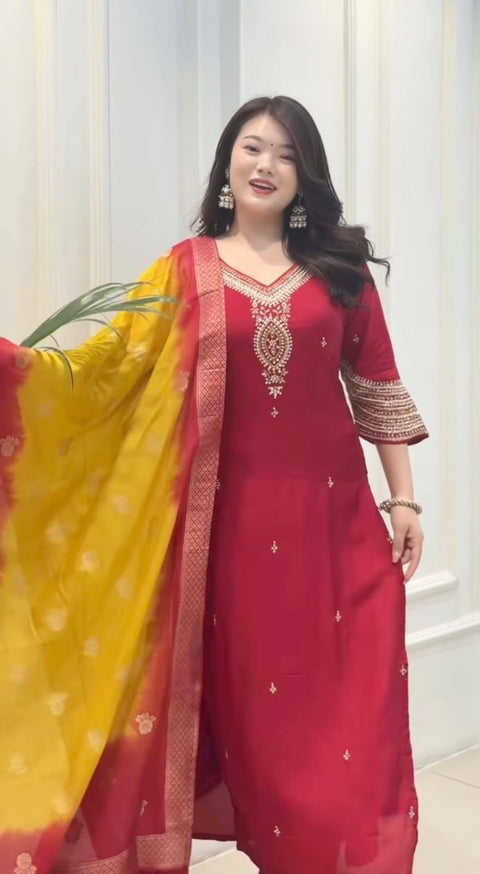 New premium kanjivaram Silk  dupatta silk kurta with pant