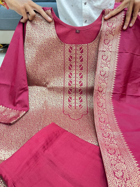 New Beautifulhand zari wiving Jequard pure Banarasi Suit Set