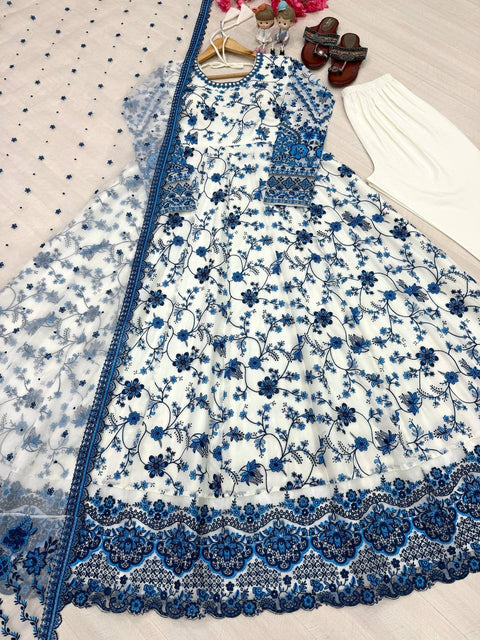 New Party Wear Look Heavy Faux Georgette Gown,Dupatta & Bottom Set