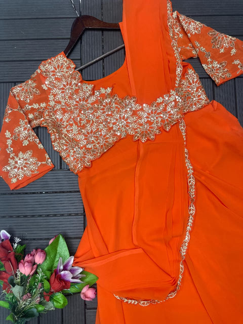 New Super Trending Embroidery cording work  gown saree