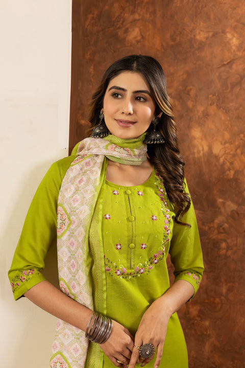 New Multi Embroidery Thread With Hand Work Kurti