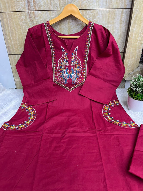 New Launch Line Kurti with Plazzo Line pure Cotton 2pc