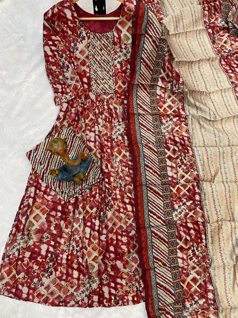 New premium Multi Embroidery Thread With Hand Work SalwarSuit