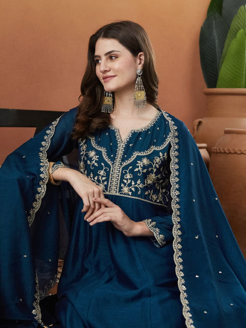 New VICHITRA SILK WITH SEQUENCE CODING EMBROIDERY WORK Dress