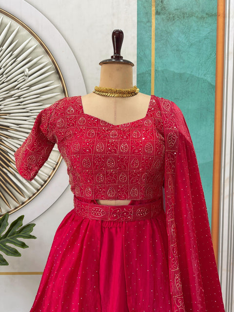 New Pongal Special Soft Space Silk Sequins Embroidery Lehenga choli