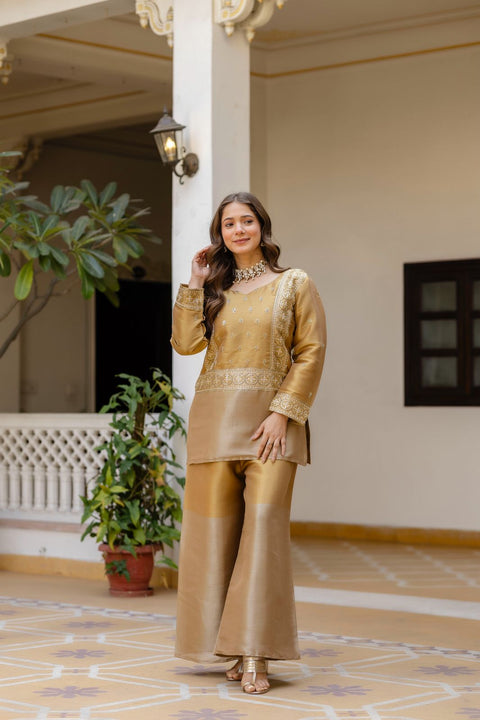 New BANARASI VISCOUS FABRICEXCLUSIVE STUNNING CO-ORD SET