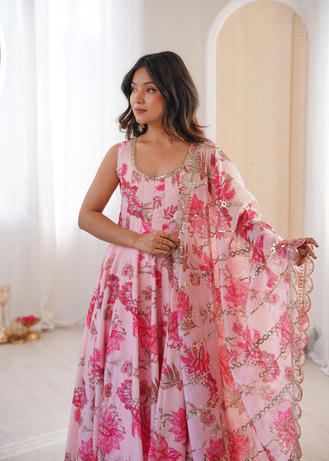 NEW FLORAL PRINT STRAIGHT KALI CUT ANARKALI SUIT