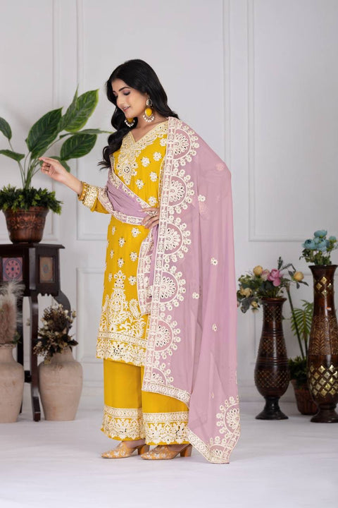 New HEAVY FUAX GEORGEET EMBROIDERY SEQUENCES DESIGNER PARTY WEAR SUIT