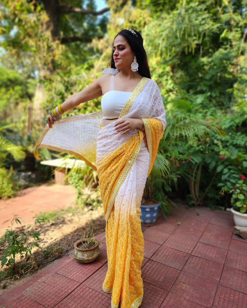 New Premium Beautiful Embroidery Work Saree