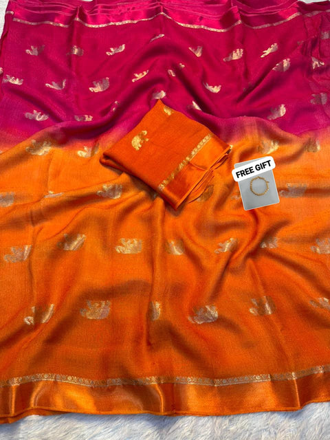 New arrivals Pure viscose soft Jute Khadi fabric saree