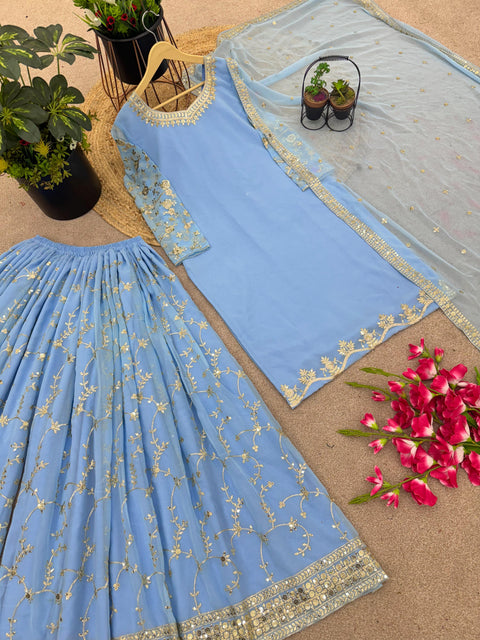 New Designer Party Wear Look Top-Plazzo and Dupatta