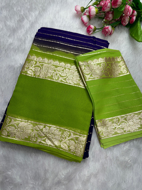 New Premium Georgette Contrast Blouse with Viscose Georgette Saree