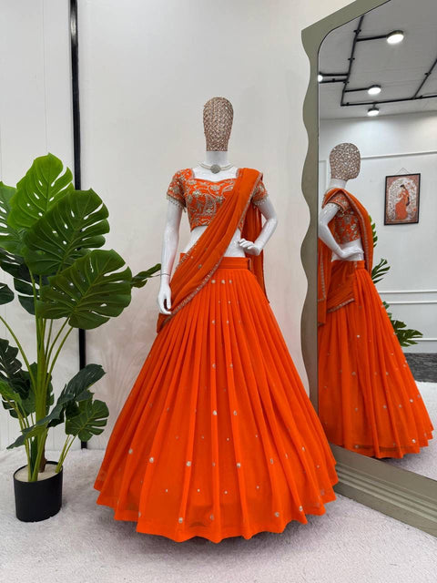 New Lunch Hevay Boutiq Collection Foux Gorgette Lehengha Saree