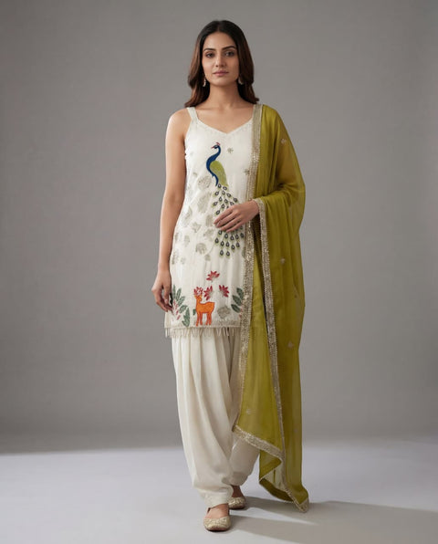 New Premium Heavy Embroidered  Work Nesral france crap SilkCotton Inner Kurti