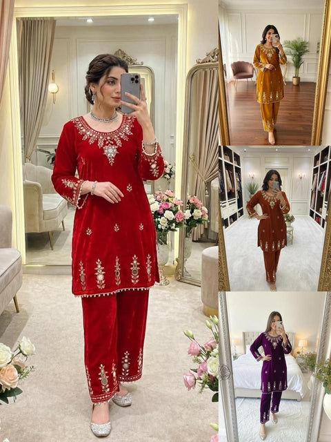 New EMBROIDERY AND REAL MIRROR WORK DESIGNER WEAR CO-ORD SET