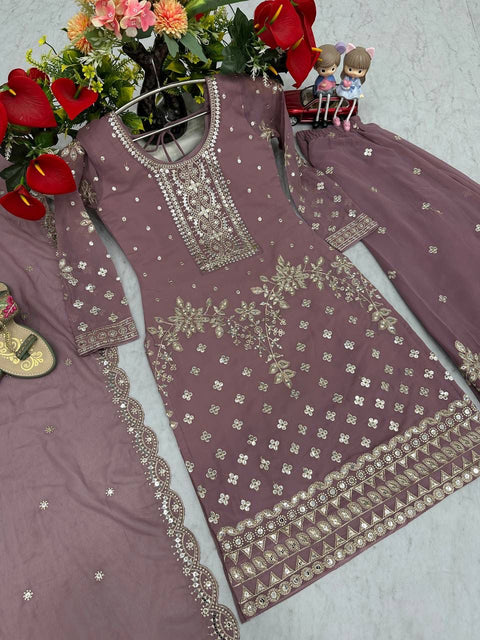 New Designer Party Wear Top Plazzo & Dupatta Set