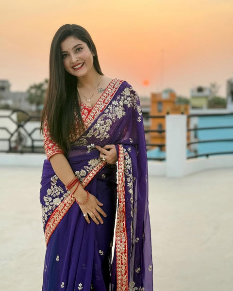 New Heavy Sequence & Coading Lace Border in Saree Work