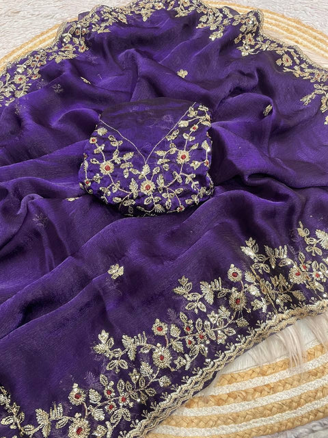 New sequence  coding embroidery work with  Sequence Butti in  Body Parts saree