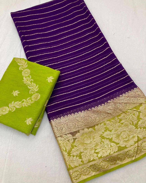 New Arrival Best Viscose Georgette Saree With Contrast Viscose Banarasi Blouse