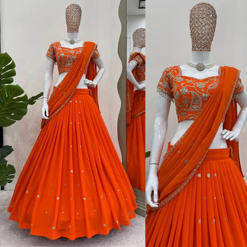 New Lunch Hevay Boutiq Collection Foux Gorgette Lehengha Saree