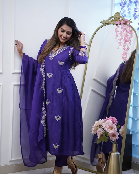 New Premium Chanderi Cotton kurti pant dupatta set