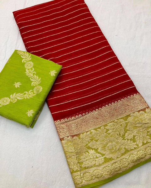 New Arrival Best Viscose Georgette Saree With Contrast Viscose Banarasi Blouse