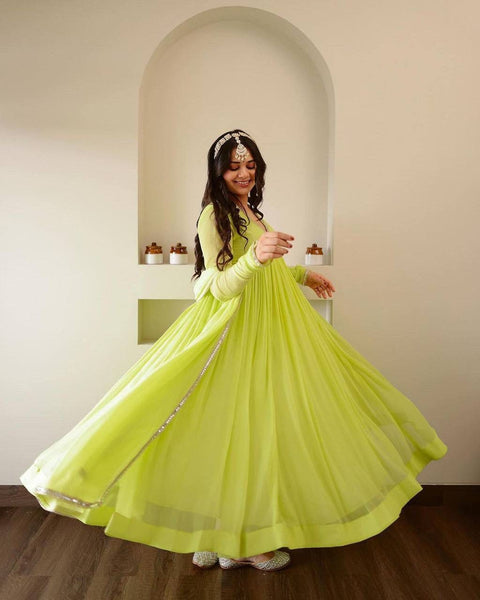 New Premium Attractive Party Wear gorget with Original Mirror Gown