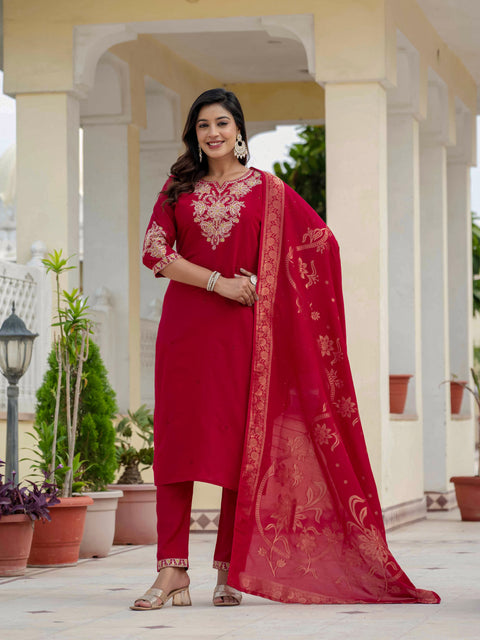 New Premium Roman SilkCoding Embroidery With Sequins Work Dress