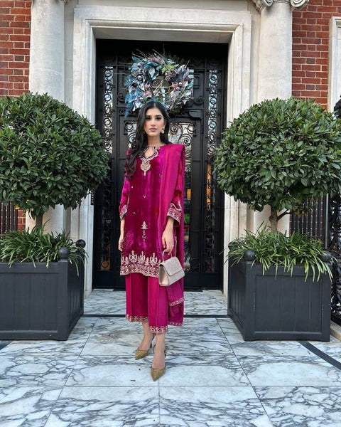 NEWLY LAUNCHED VELVET KURTI-PLAZZO SET