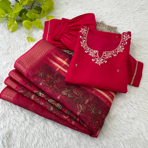 New Designers Kurti Pent Dupatta 3 pic Set