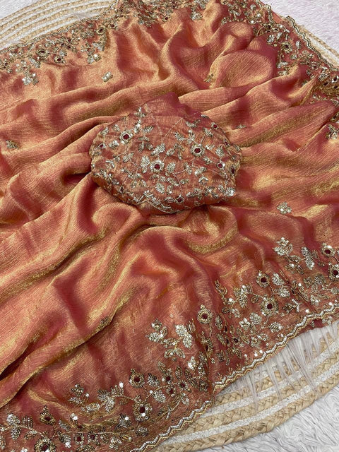 New sequence  coding embroidery work with  Sequence Butti in  Body Parts saree