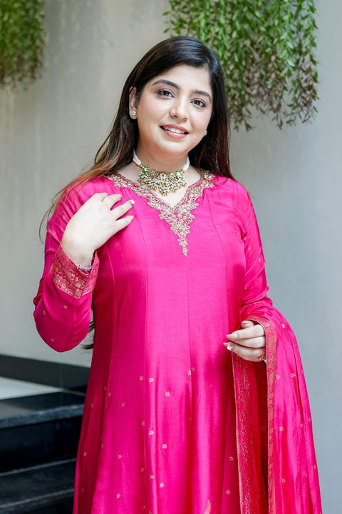 NEW ARRIVALSbeautiful hand-worked neckline & Banarasi zariAnarkali style