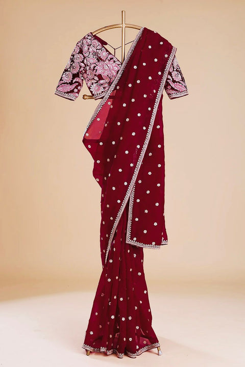 New Premium Thred & Sequnce work beautiful Designer Saree